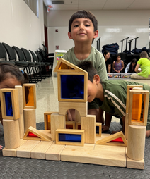 Kids playing with building blocks